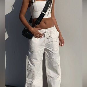 White cargo joggers